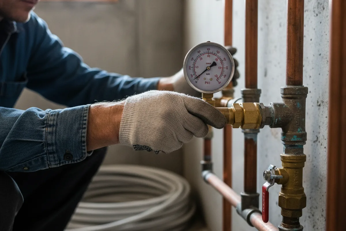 Pressure testing a repaired line during Water Line Repair in Glassboro