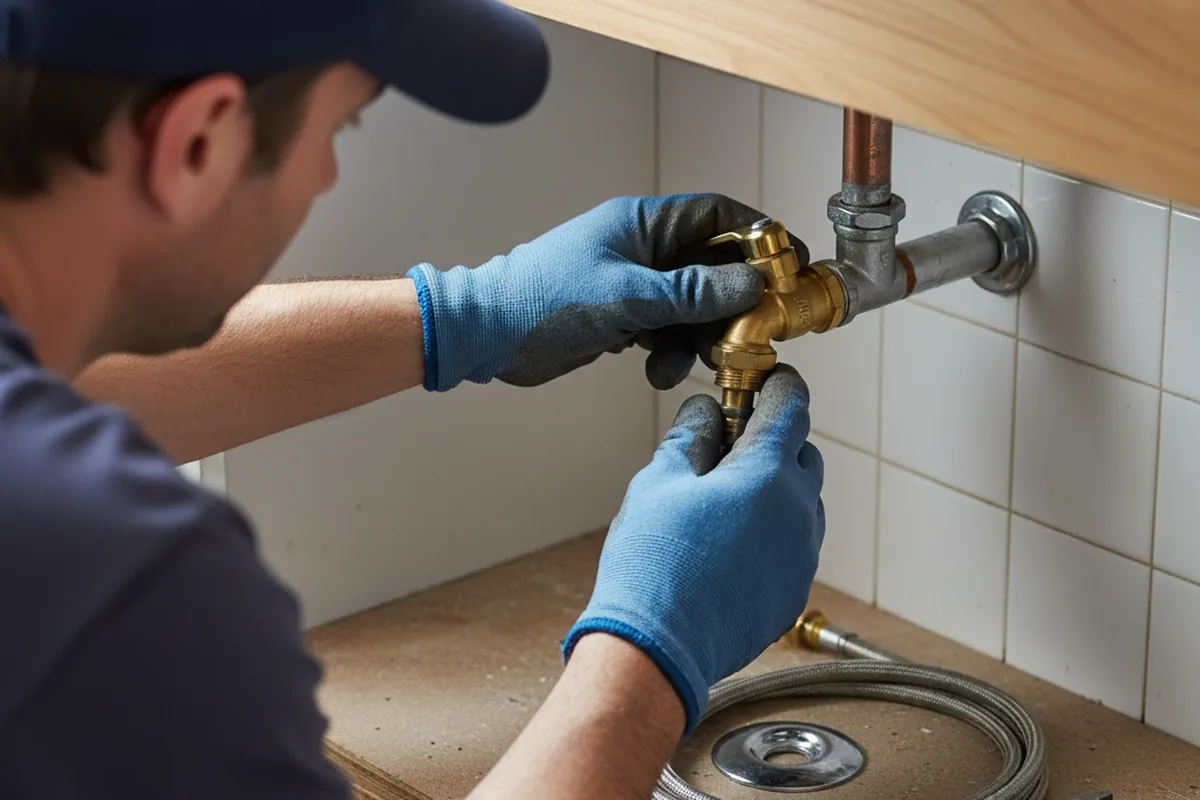 Shutoff valve and fitting work during Emergency Plumbing in Glassboro